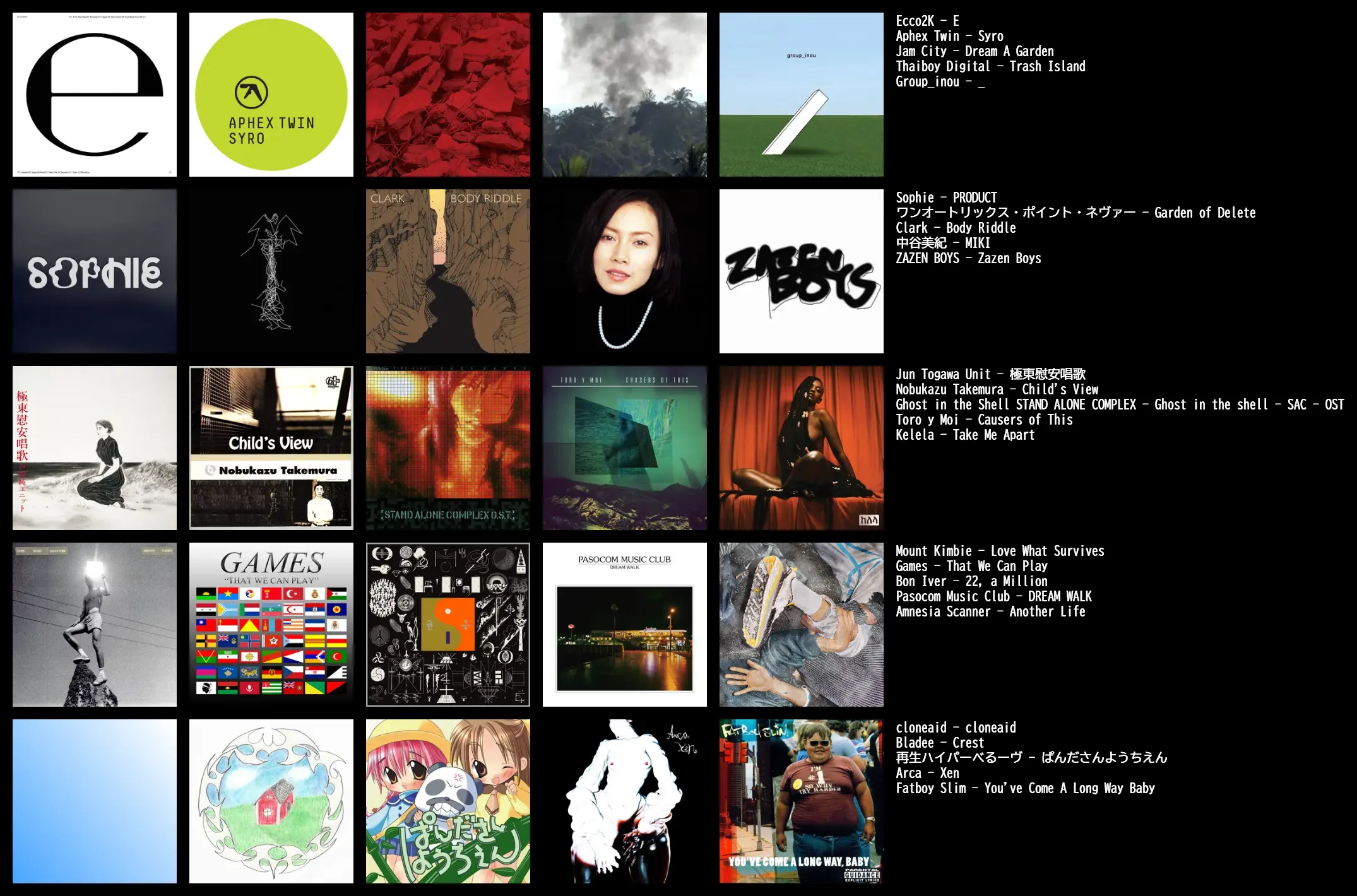 お気に入りなアルバムのアートワークを複数まとめたもの